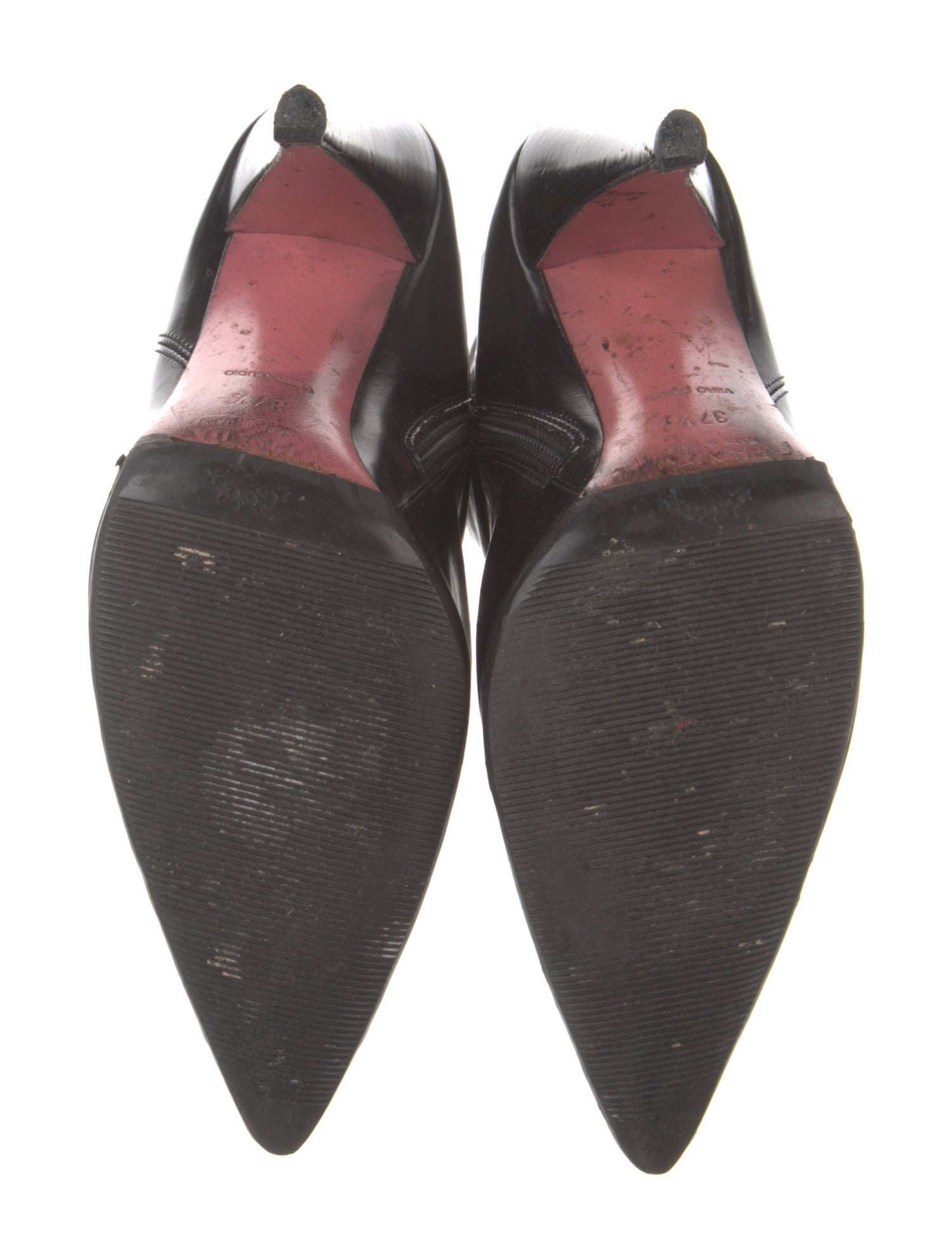 Prada Patent Leather Pleated Accents Boots